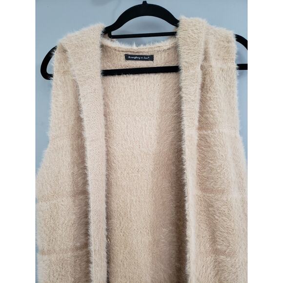 Do Everything‎ In Love Open Front Cardigan Duster Vest Long Faux Fur HOODED - Picture 4 of 8